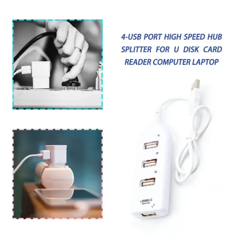 Portable 4 Port Multi USB Hub Splitter High Speed USB 2.0 Multiple Expander Adapter For PC Laptop Notebook Computer Accessories - Image 2