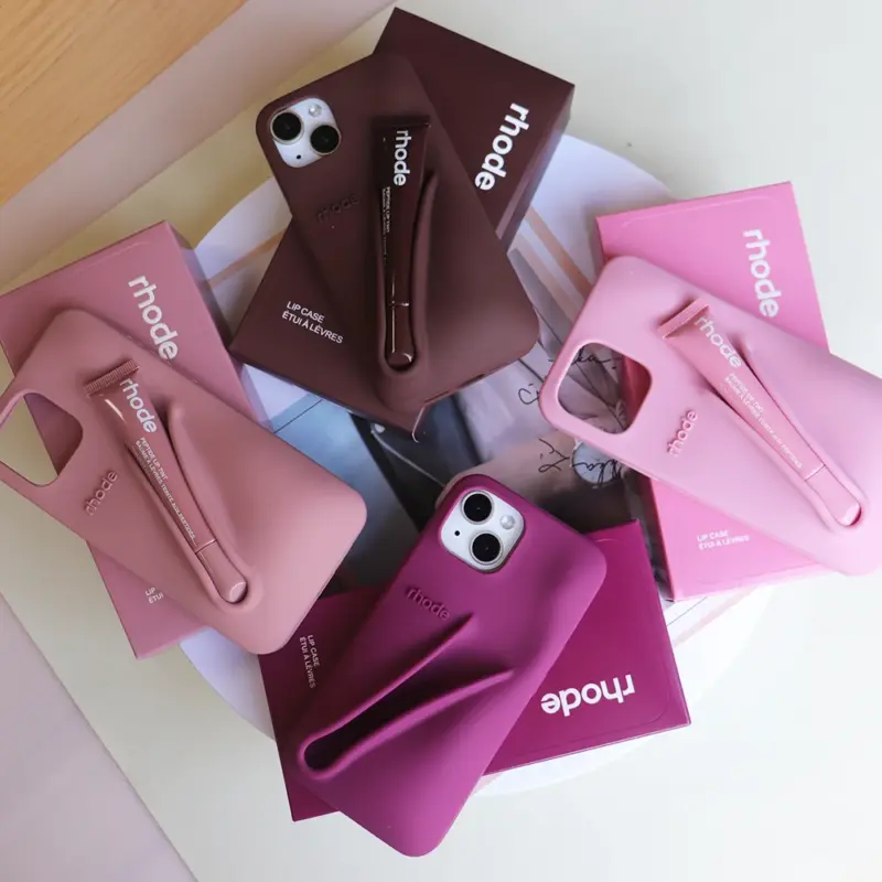 2025 Rhode with Lip Gloss Phone Case for IPhone 16 15 14 13 Pro Max Plus Lipstick Silicone DIY Toast Espresso Ribbon Box Cover - Image 2