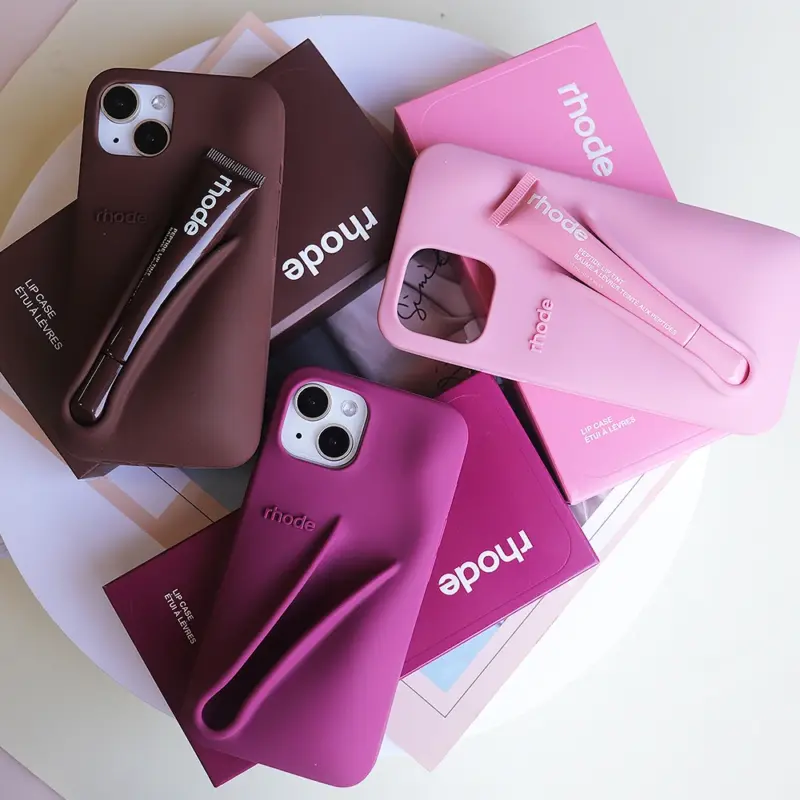 2025 Rhode with Lip Gloss Phone Case for IPhone 16 15 14 13 Pro Max Plus Lipstick Silicone DIY Toast Espresso Ribbon Box Cover