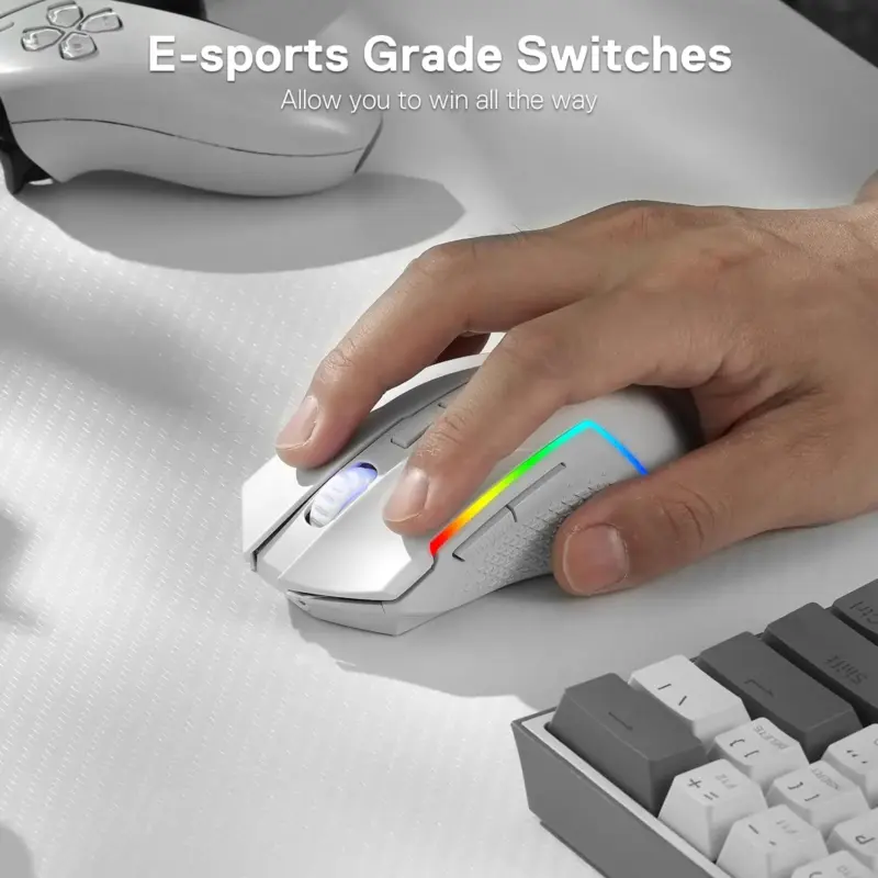 Redragon M693 Wireless/Wired BT & 2.4G Bluetooth Gaming 8000 DPI Mouse 3-Mode Connection RGB Backlight for PC/Mac/Laptop - Image 6
