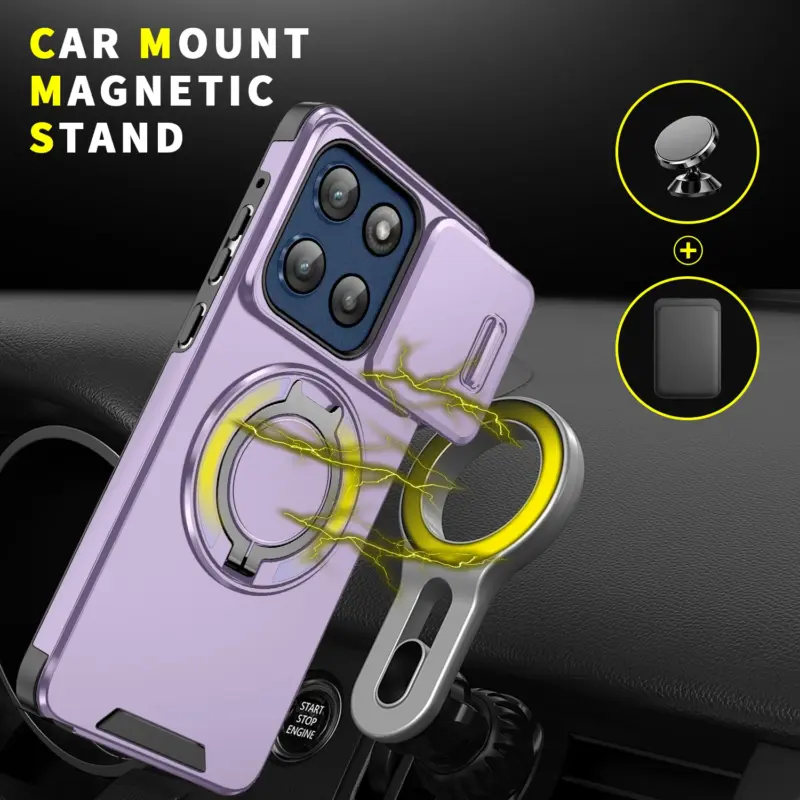 Shockproof Car Mount Magnetic Stand Phone Case For Motorola Moto G Stylus Power Play Pure 5G 2025 2024 2023 Ring Kickstand Cover - Image 2