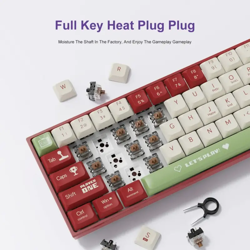AJAZZ AK680 Mechanical Keyboard ABS Keycap 68 Keys Wired Wireless Bluetooth Gamer Keyboard Hot Swap Custom Gasket for Pc Laptop - Image 8