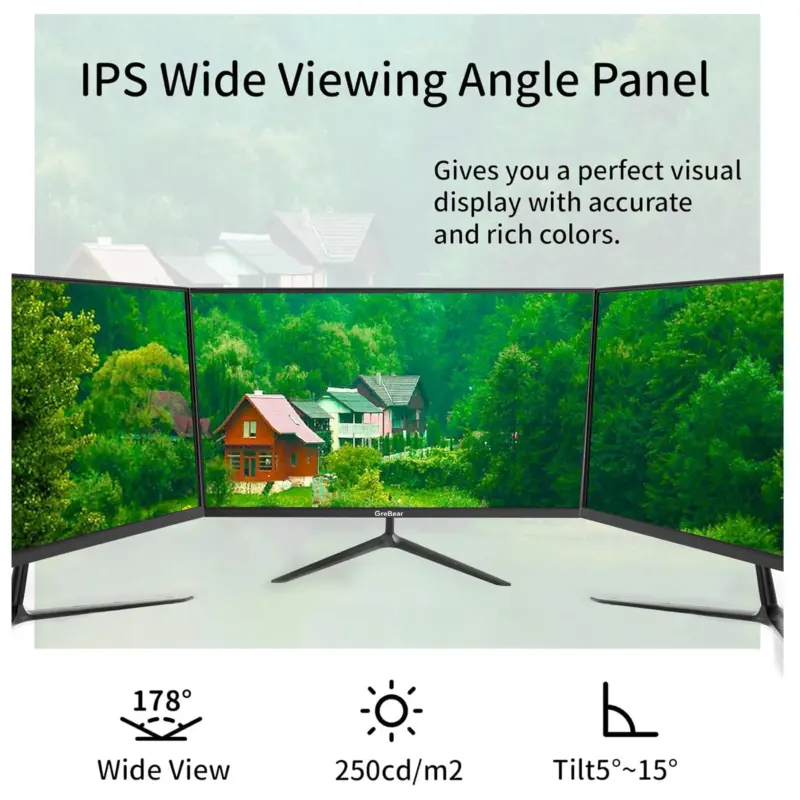 GreBear IPS Computer Monitor 24 Inch, FHD 1080p PC Monitor 5ms(GTG) 99% sRGB,Ultra Slim, LED Low Blue Light An - Image 9