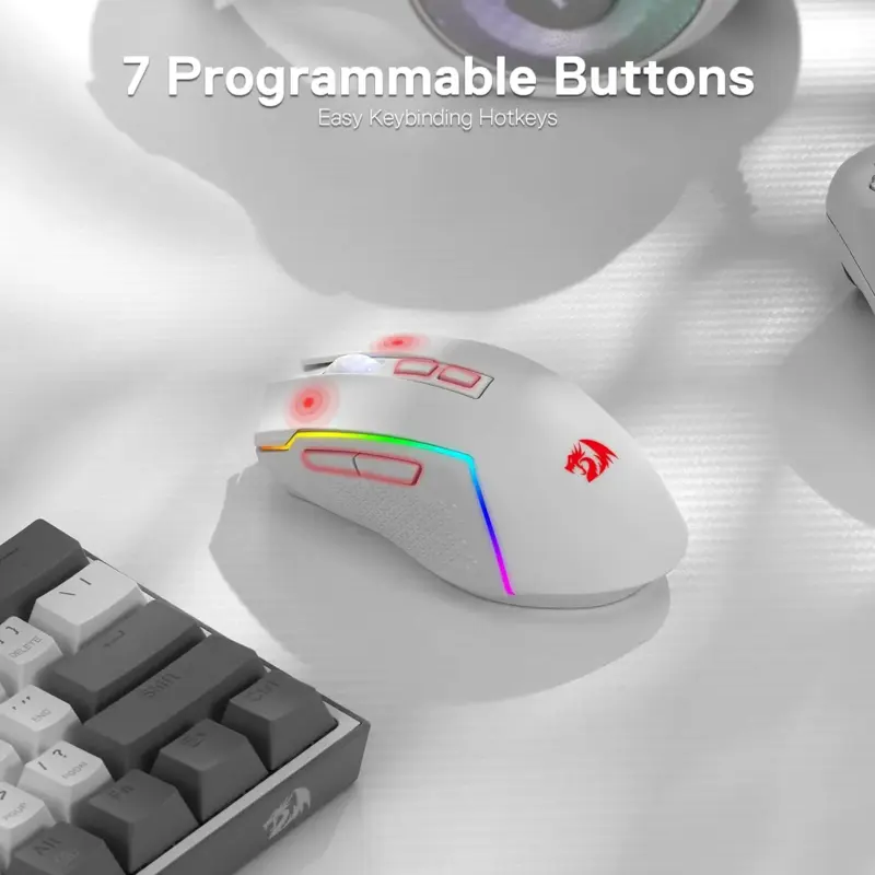 Redragon M693 Wireless/Wired BT & 2.4G Bluetooth Gaming 8000 DPI Mouse 3-Mode Connection RGB Backlight for PC/Mac/Laptop - Image 5