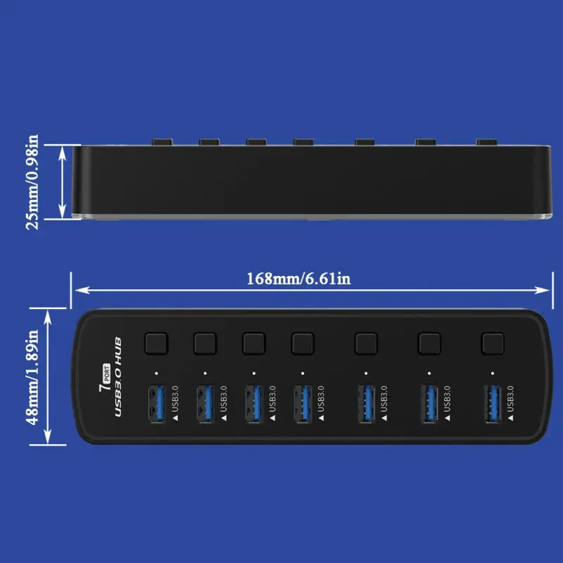 7 Ports USB 3.0 Hub 5Gbps High Speed USB Splitter Adapter Individual On/Off Switch For PC Computer Accessories SSD RGB USB Hub - Image 10